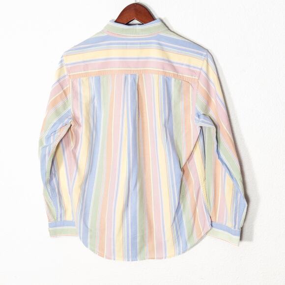 L.L.Bean Women’s Cotton Shirt Coastal Prep Pastel Stripe Coastal Button Down XS - Picture 2 of 7